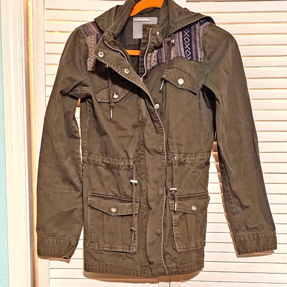 Warehouse One Outerwear Women's Green Jacket with Sherpa Shoulders Size XS A14